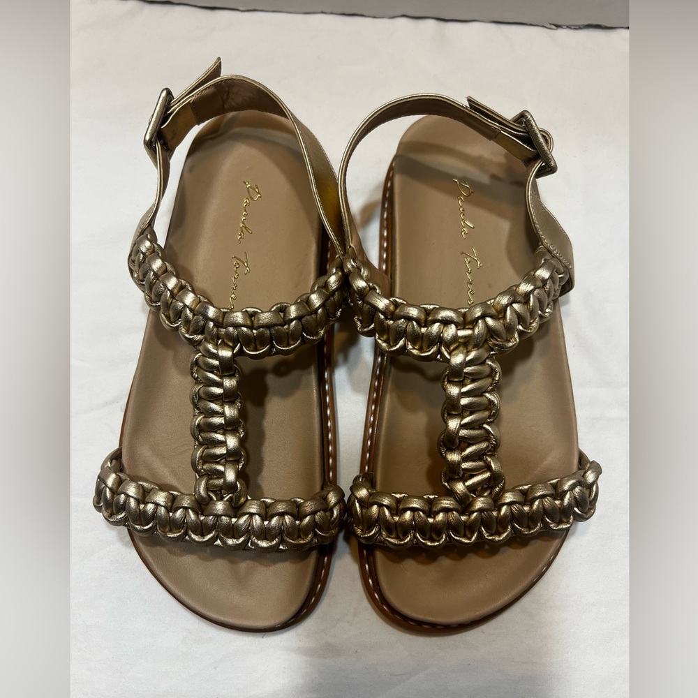 Paula Torres Macrame Gold Gladiator Sandals Size 36/6